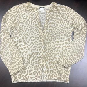 J Crew 3/4 sleeve leopard cardigan